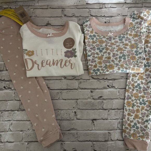 Chickpea Pink Flowers Pajamas Set Of 2 Size 12mo NWT - Picture 1 of 3